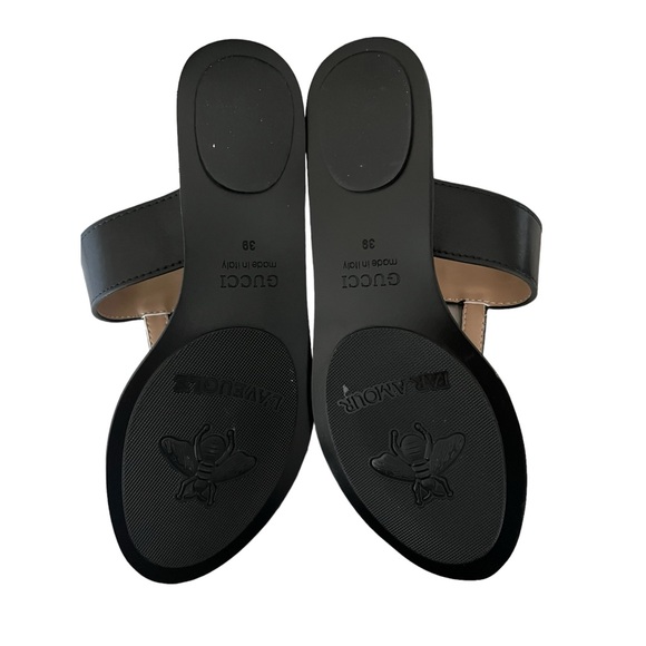 GUCCI black flats thong leather NEW IN BOX 39/9 - Picture 4 of 5